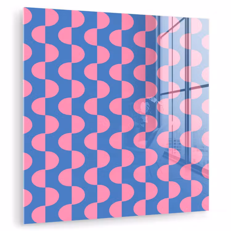 Glas schilderij - Patroon - Halve cirkels - Abstract - Modern - Roze - Blauw — 1
