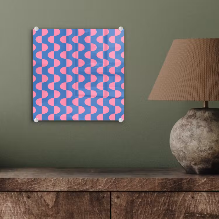 Glas schilderij - Patroon - Halve cirkels - Abstract - Modern - Roze - Blauw — 4