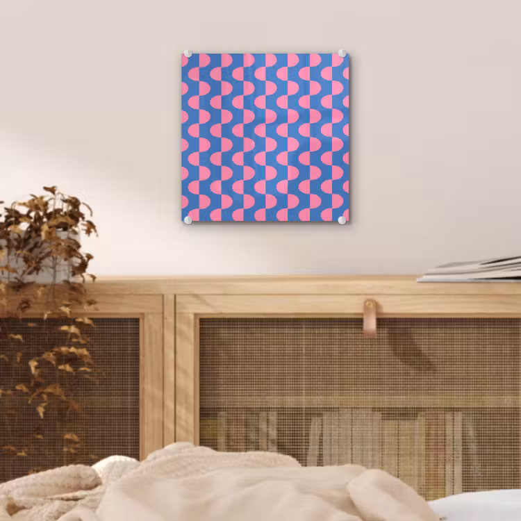 Glas schilderij - Patroon - Halve cirkels - Abstract - Modern - Roze - Blauw — 5