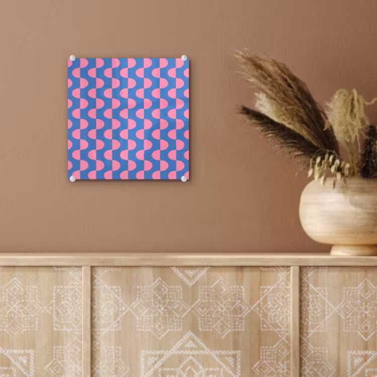 Glas schilderij - Patroon - Halve cirkels - Abstract - Modern - Roze - Blauw — 6