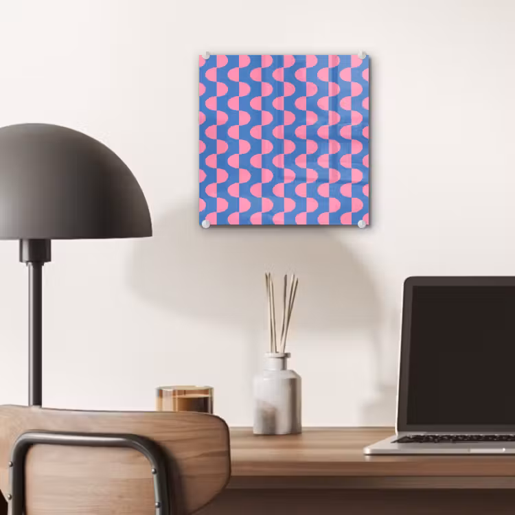 Glas schilderij - Patroon - Halve cirkels - Abstract - Modern - Roze - Blauw — 7