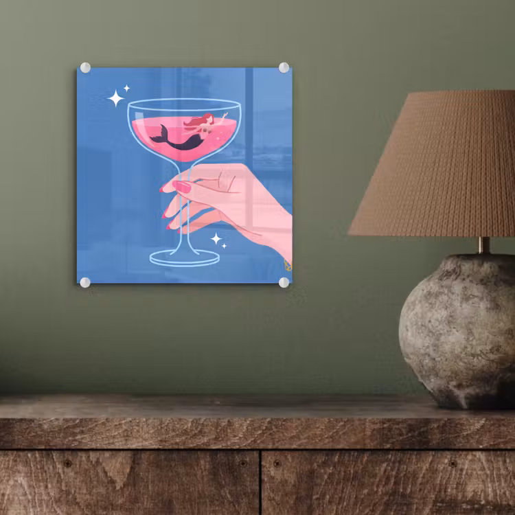 Glas schilderij - Vrouw - Glas - Abstract - Roze - Blauw — 4