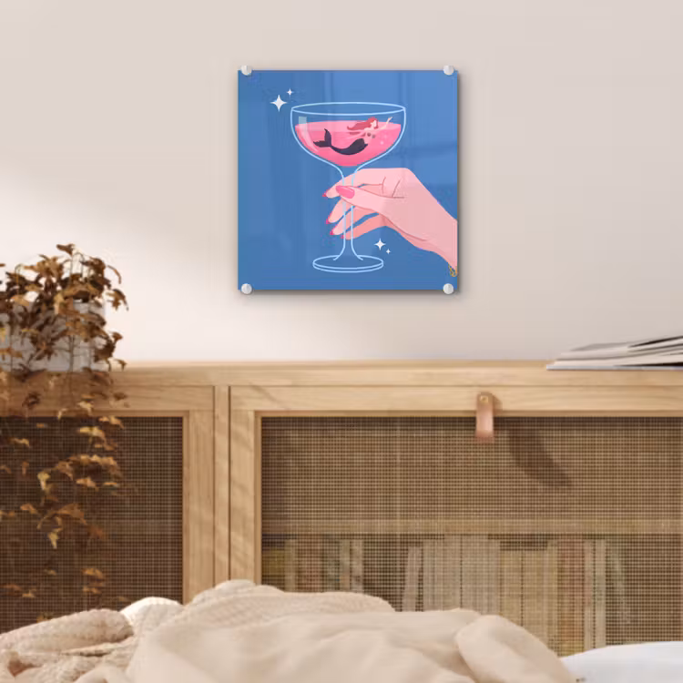 Glas schilderij - Vrouw - Glas - Abstract - Roze - Blauw — 5