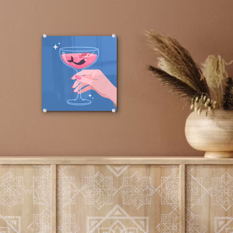 Glas schilderij - Vrouw - Glas - Abstract - Roze - Blauw — 6