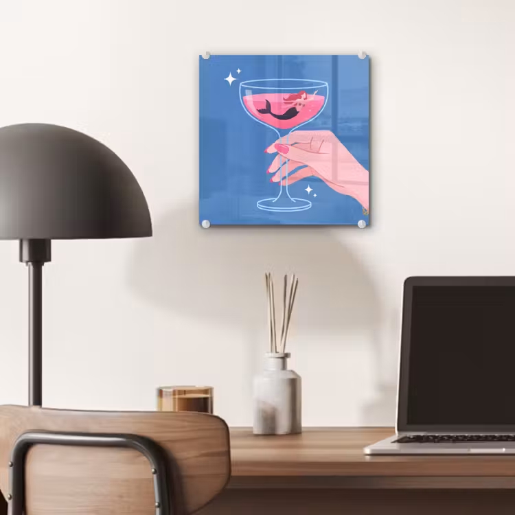 Glas schilderij - Vrouw - Glas - Abstract - Roze - Blauw — 7