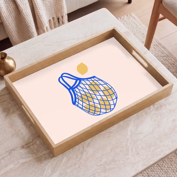 Dienblad - Eten - Citroen - Boodschappen - Abstract - Geel - Blauw — 2