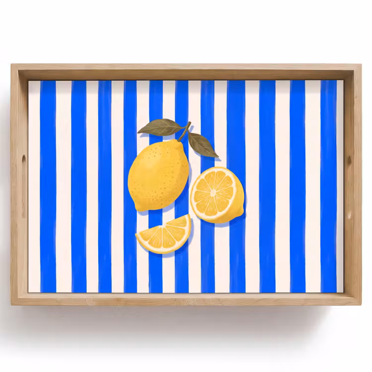 Dienblad - Fruit - Citroen - Zomer - Geel - Blauw — 1