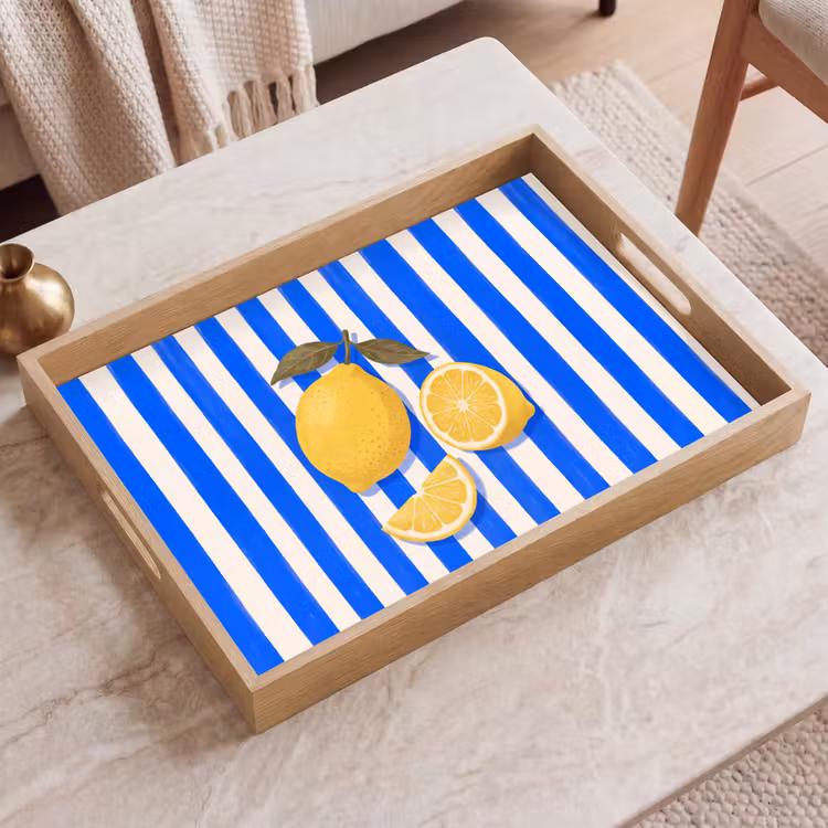Dienblad - Fruit - Citroen - Zomer - Geel - Blauw — 2