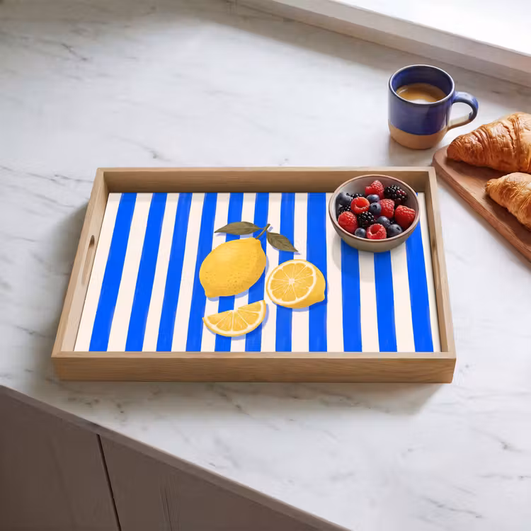Dienblad - Fruit - Citroen - Zomer - Geel - Blauw — 4
