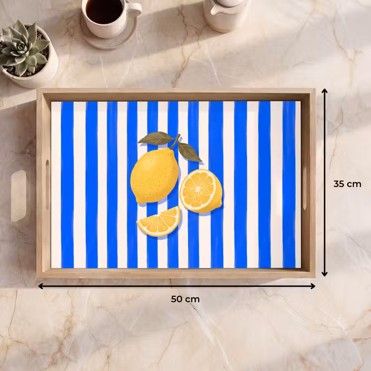 Dienblad - Fruit - Citroen - Zomer - Geel - Blauw — 9