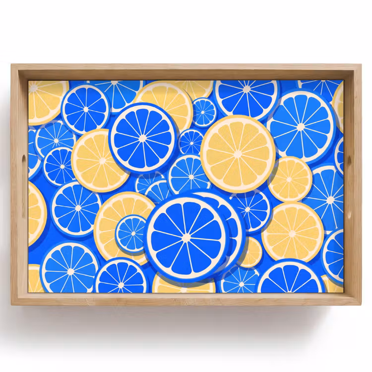 Dienblad - Fruit - Schijven - Patroon - Modern - Blauw - Geel — 1