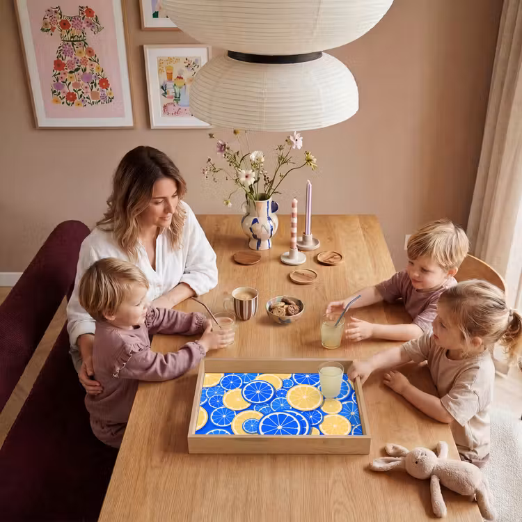 Dienblad - Fruit - Schijven - Patroon - Modern - Blauw - Geel — 7