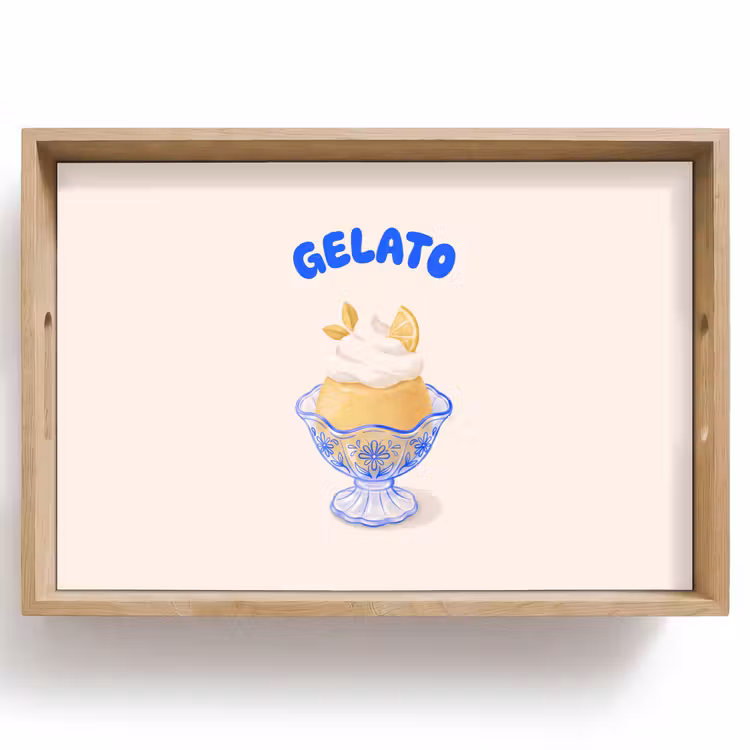 Dienblad - IJs - Citroen - Illustratie - Geel - Dessert — 1