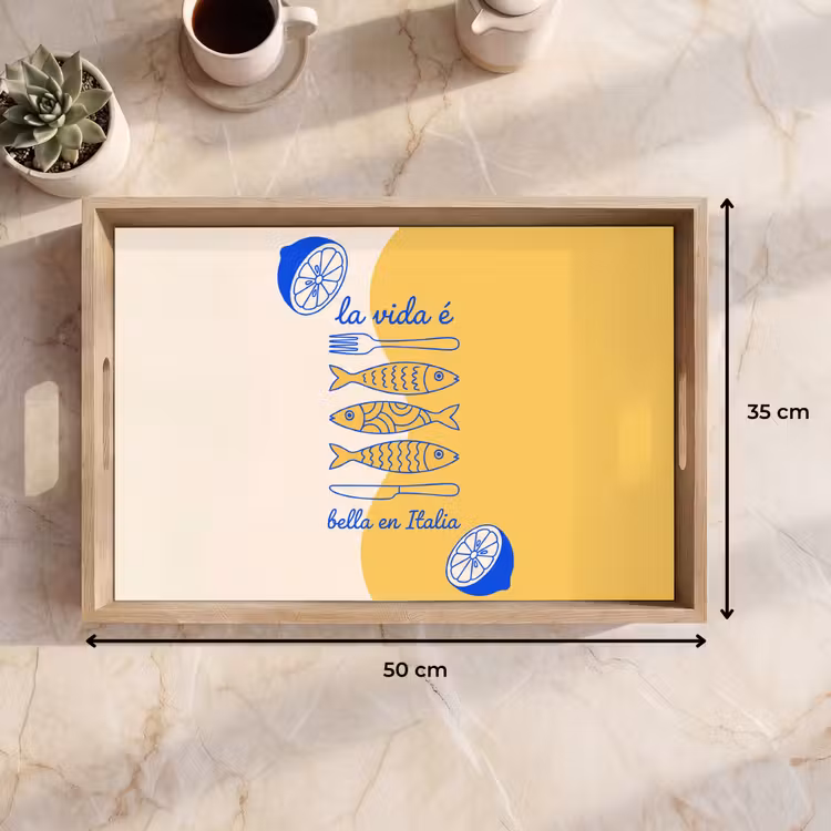 Dienblad - Italië - Eten - Citroen - Vis - Grafisch — 9