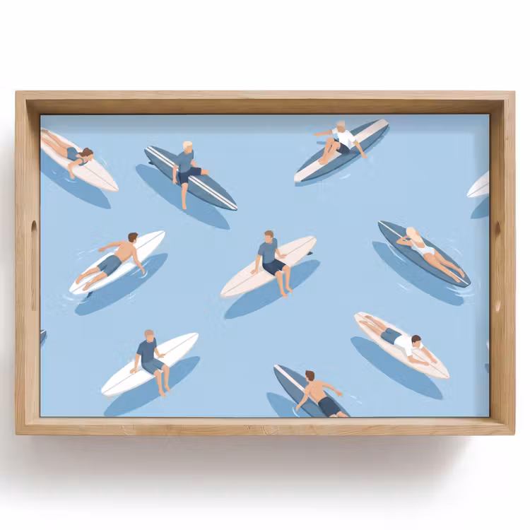 Dienblad - Mensen - Surfen - Water - Zomer - Illustratie — 1