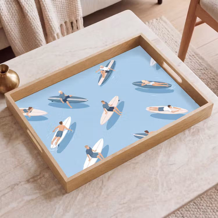 Dienblad - Mensen - Surfen - Water - Zomer - Illustratie — 2