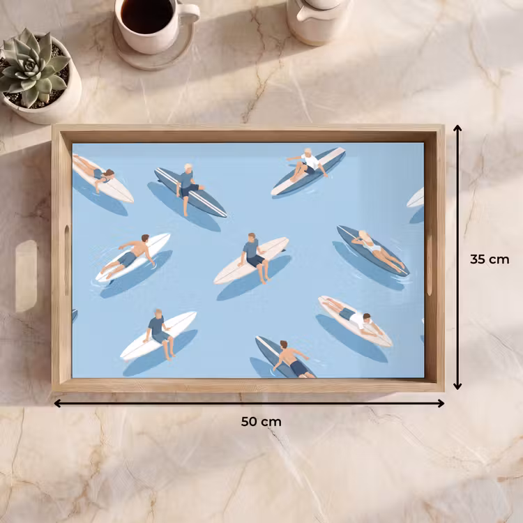 Dienblad - Mensen - Surfen - Water - Zomer - Illustratie — 9