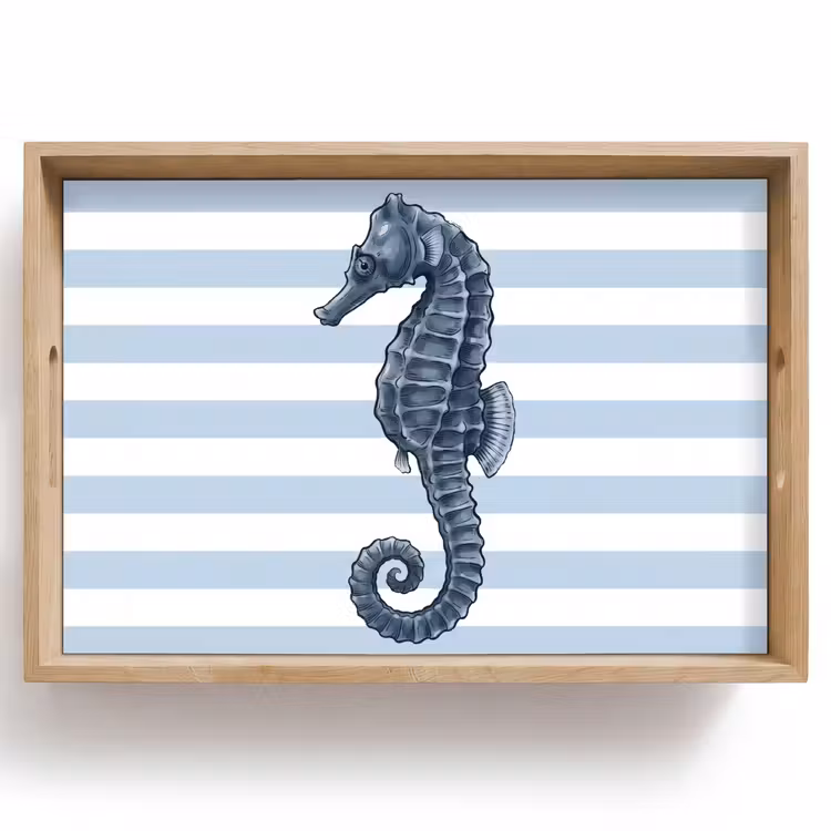 Dienblad - Vis - Oceaan - Illustratie - Blauw - Strepen — 1