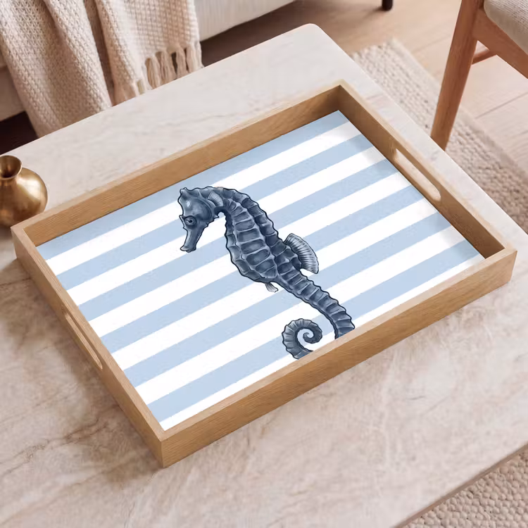Dienblad - Vis - Oceaan - Illustratie - Blauw - Strepen — 2