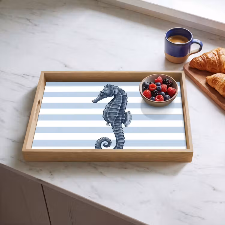 Dienblad - Vis - Oceaan - Illustratie - Blauw - Strepen — 4