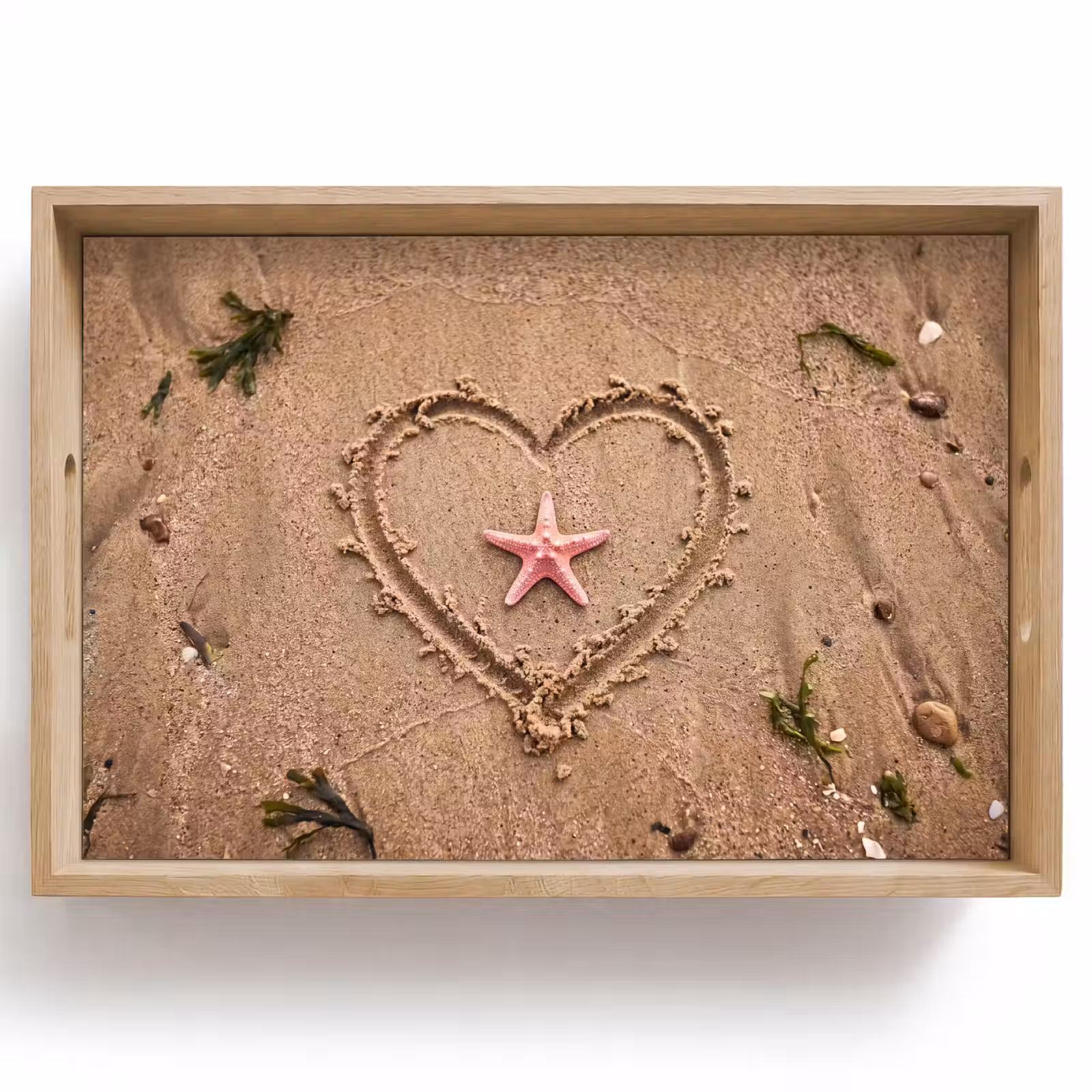 Dienblad - Dieren - Hart - Strand - Zand - Roze — 1