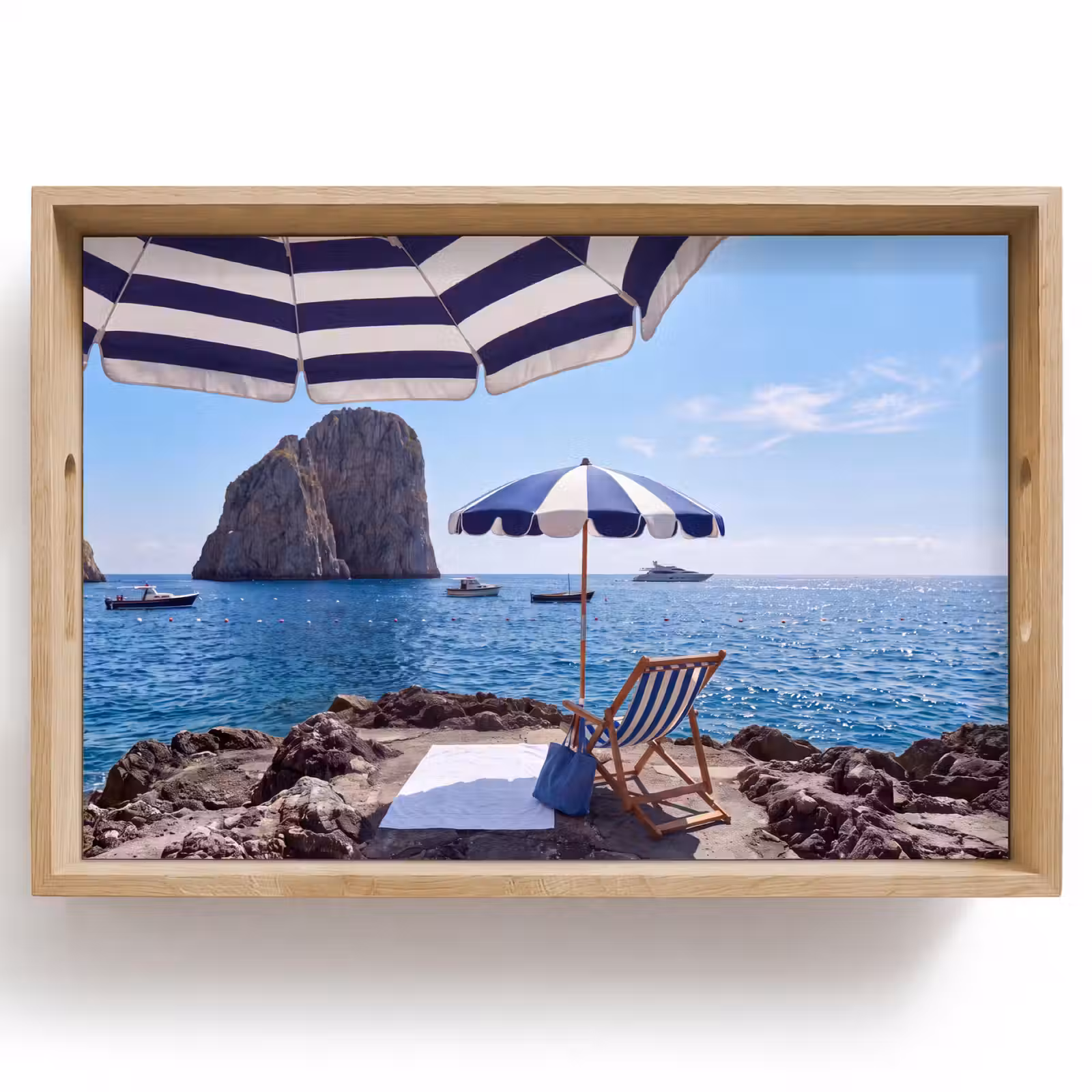 Dienblad - Strand - Ligstoel - Parasol - Zomer - Blauw — 1