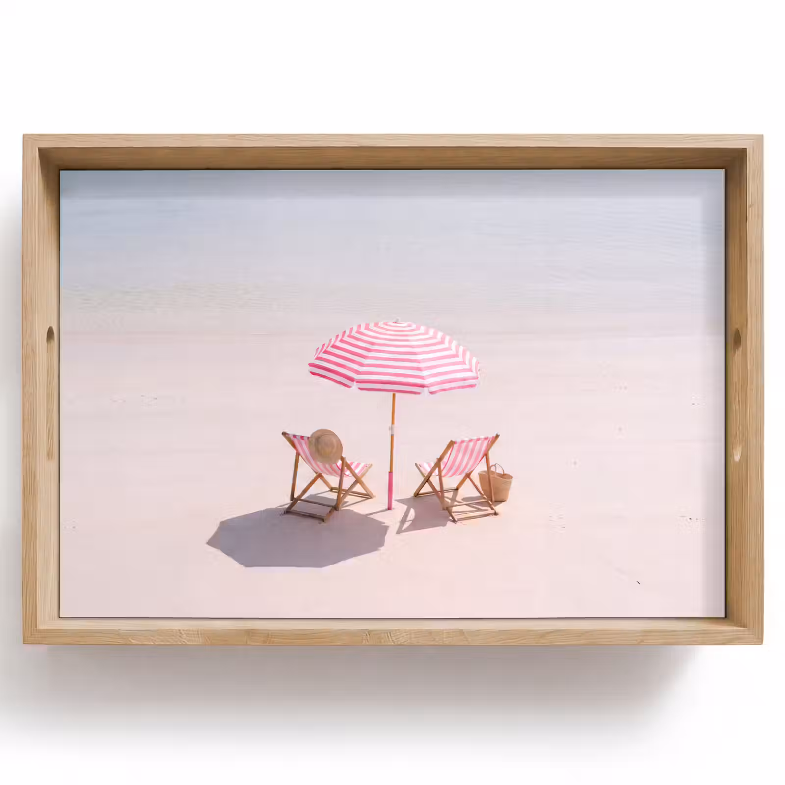 Dienblad - Strand - Parasol - Ligstoel - Zomer - Roze — 1
