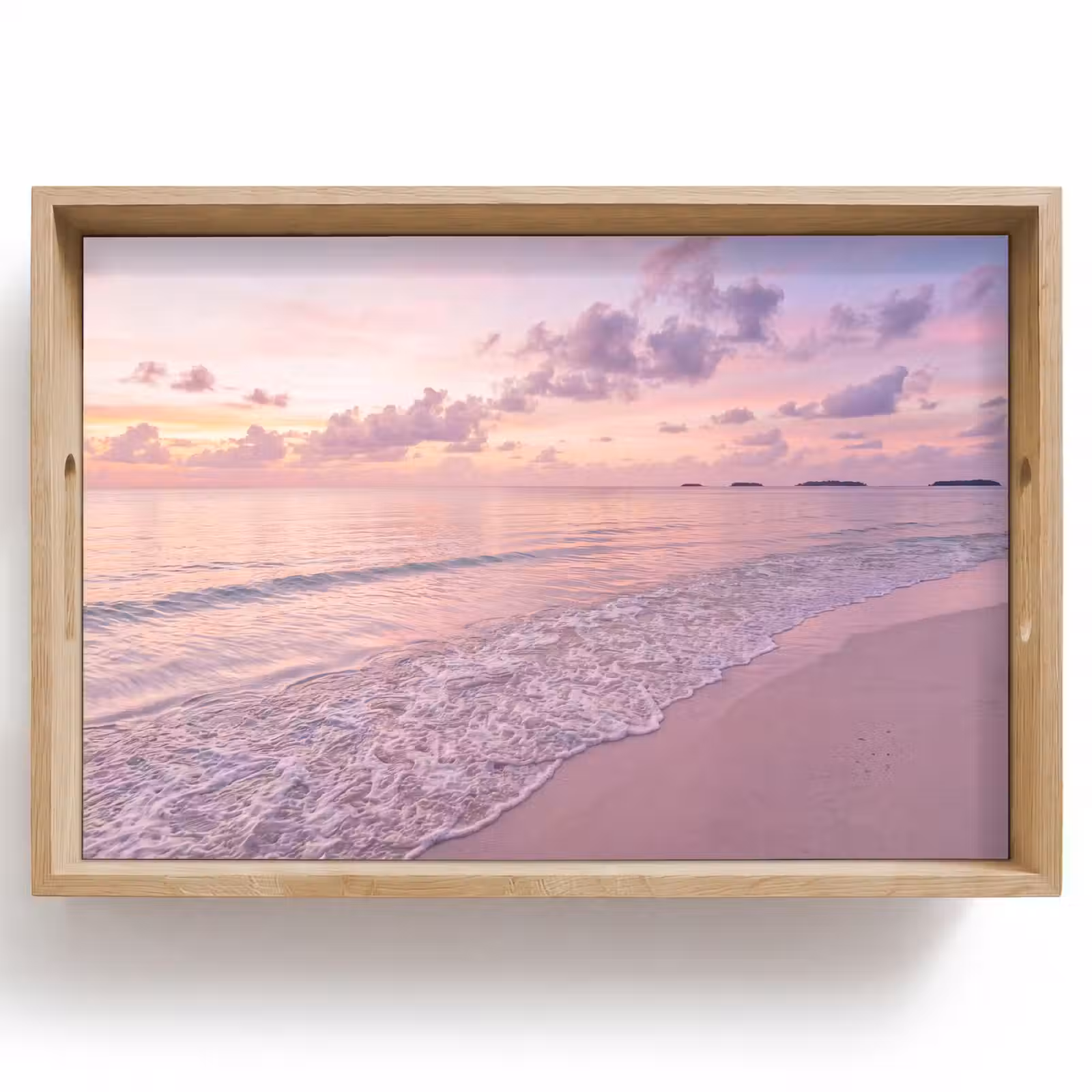 Dienblad - Strand - Zonsondergang - Natuur - Minimalistisch - Roze — 1