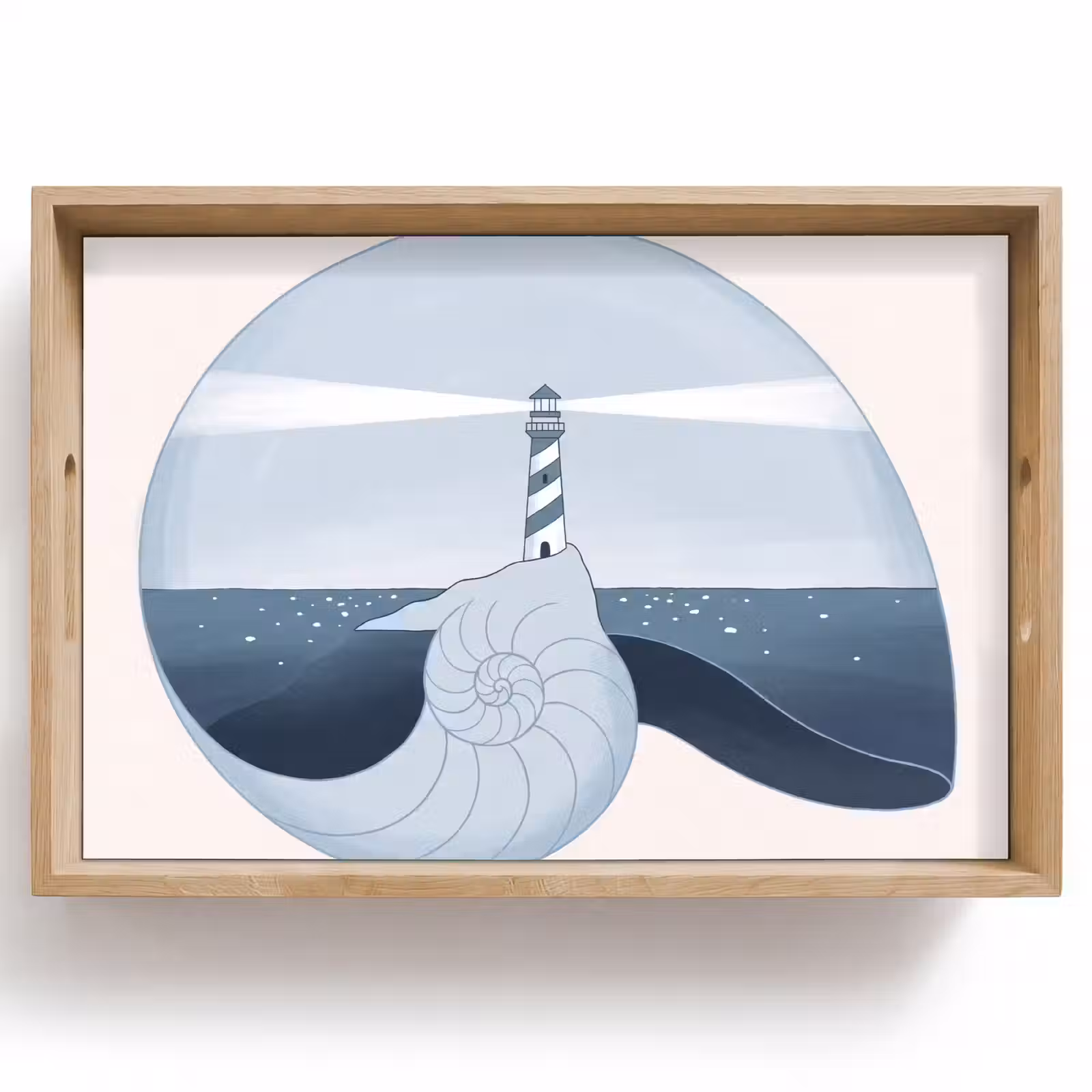 Dienblad - Vuurtoren - Zee - Schelp - Abstract - Blauw — 1