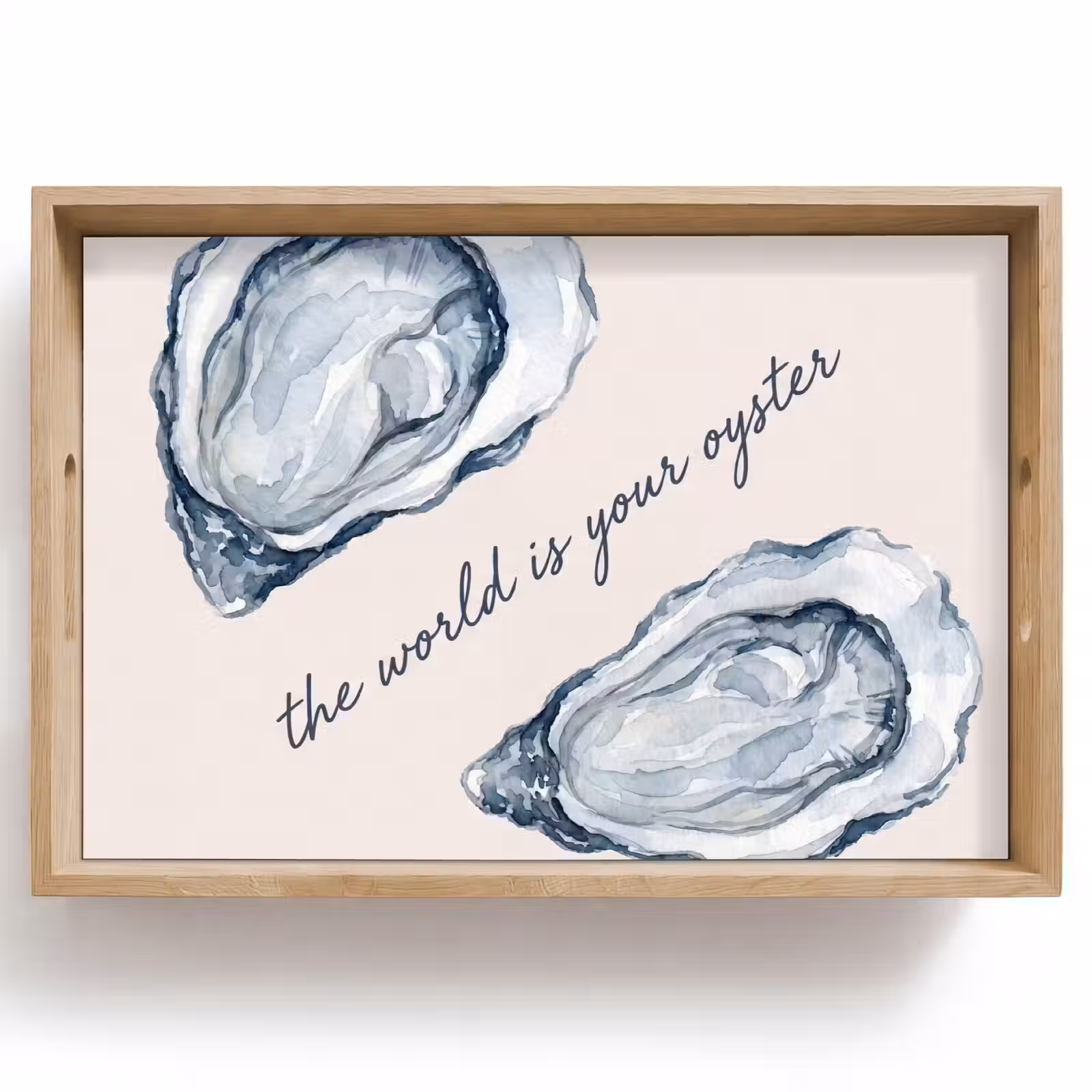 Dienblad - Zeeleven - Oester - Aquarel - Minimalistisch - Blauw — 1