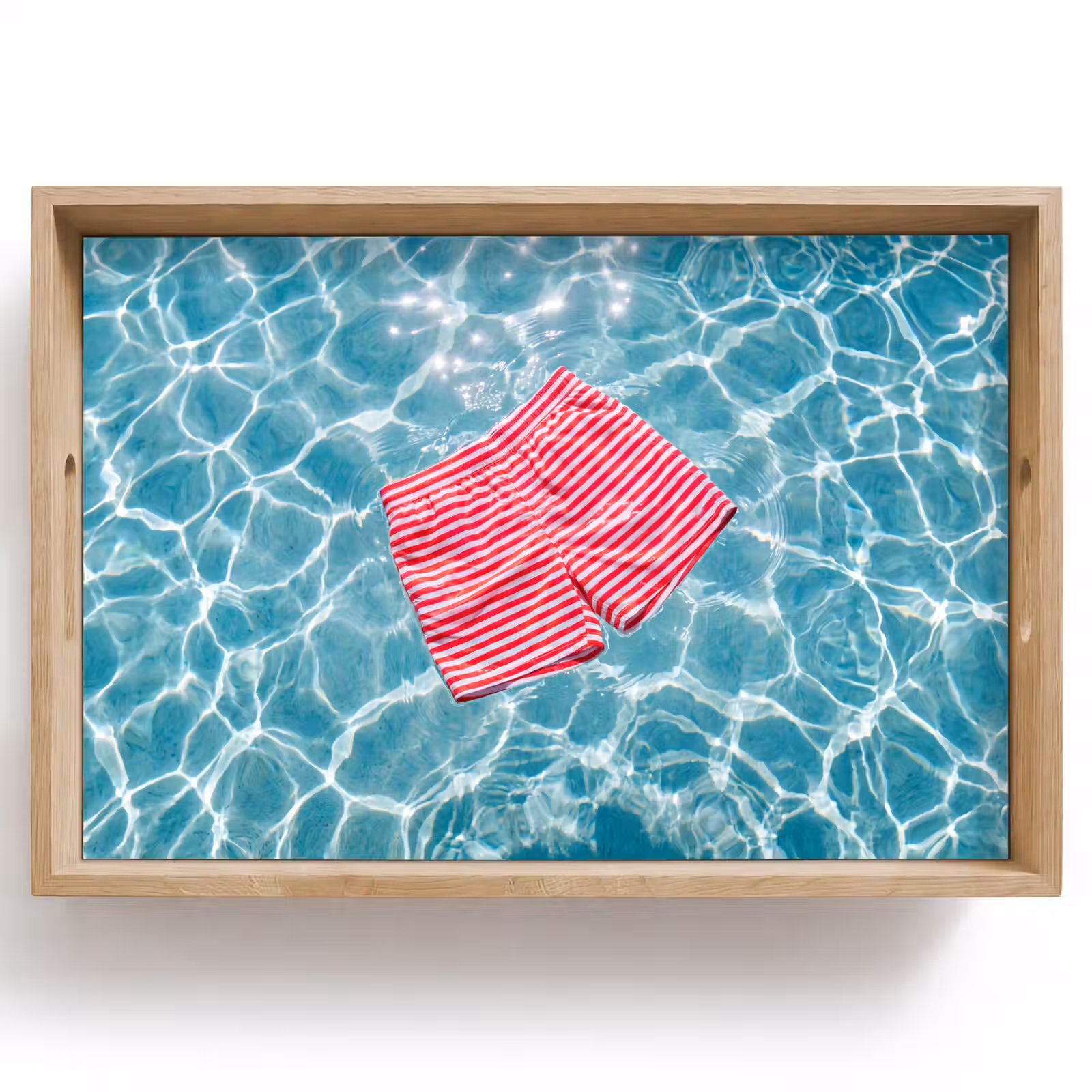 Dienblad - Zwemkleding - Gestreept - Water - Zomer - Rood-wit — 1