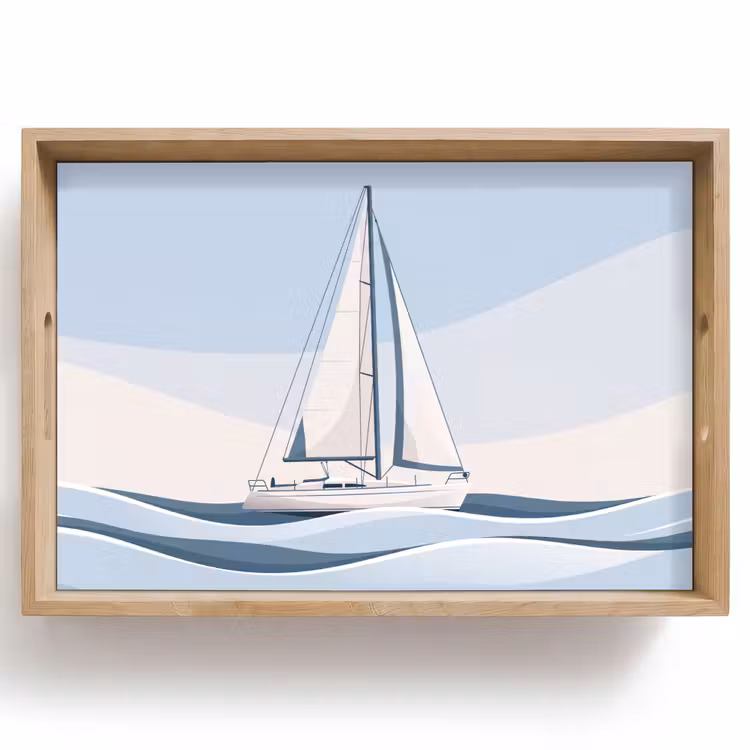 Dienblad - Boot - Zeil - Zee - Modern - Beige — 1