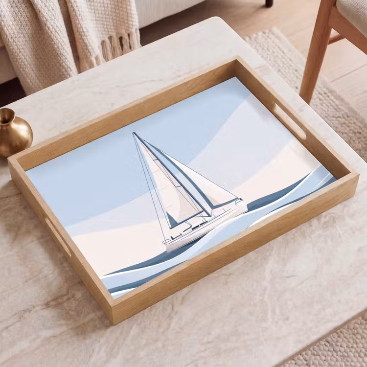 Dienblad - Boot - Zeil - Zee - Modern - Beige — 2
