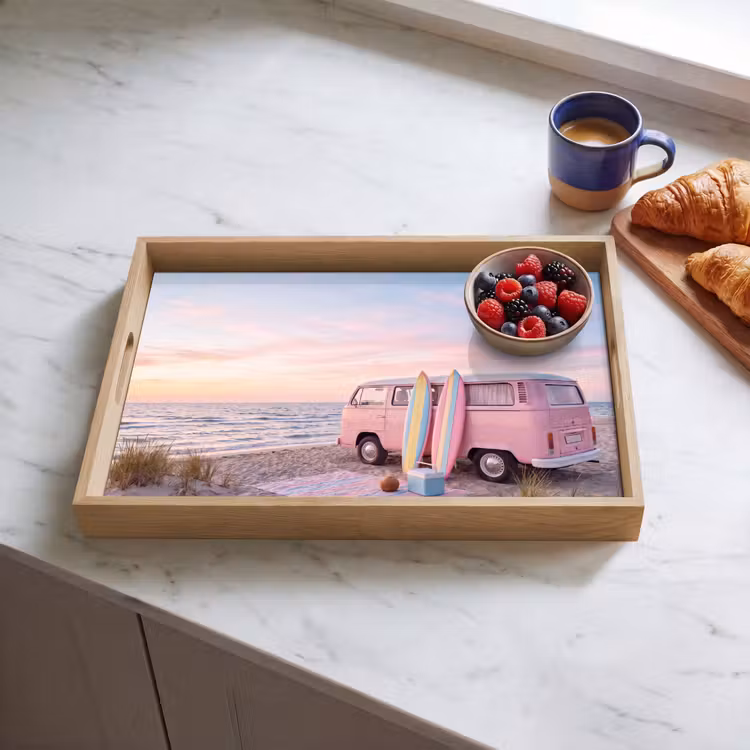 Dienblad - Busje - Strand - Surfplank - Zomer - Roze — 4