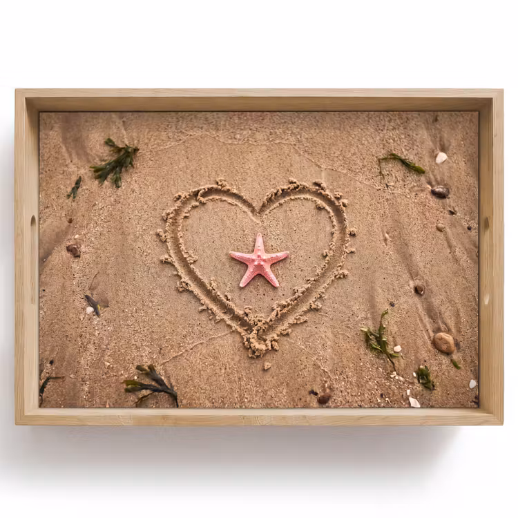 Dienblad - Dieren - Hart - Strand - Zand - Roze — 1