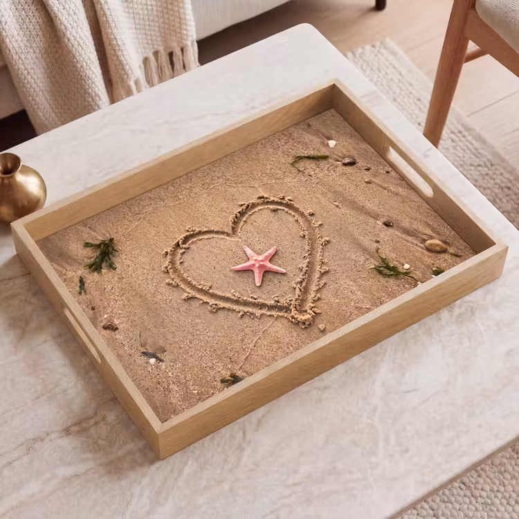 Dienblad - Dieren - Hart - Strand - Zand - Roze — 2