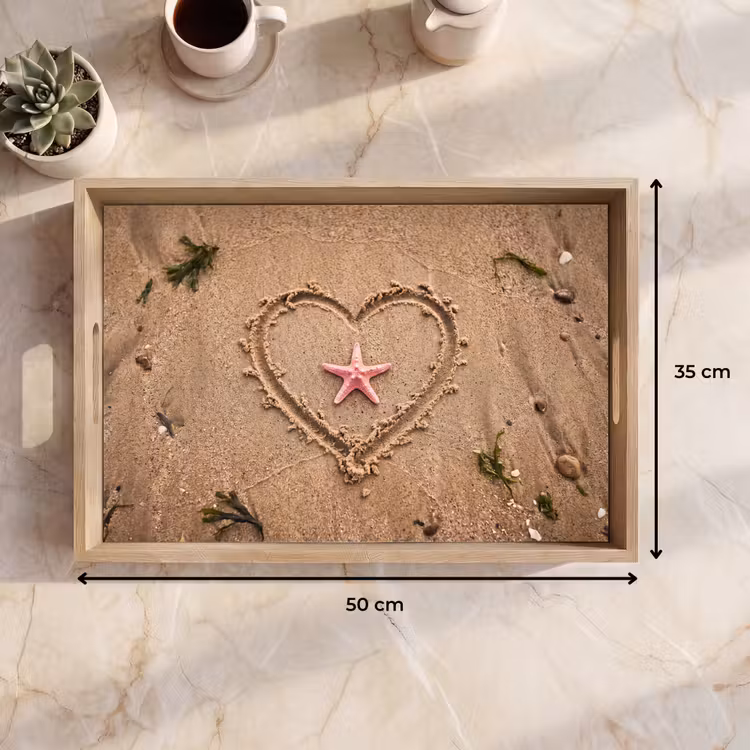 Dienblad - Dieren - Hart - Strand - Zand - Roze — 9