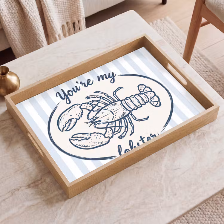 Dienblad - Kreeft - Illustratie - Liefde - Blauw - Decoratie — 2