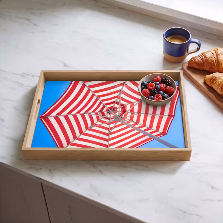 Dienblad - Parasol - Strepen - Zomer - Rood - Blauw — 4