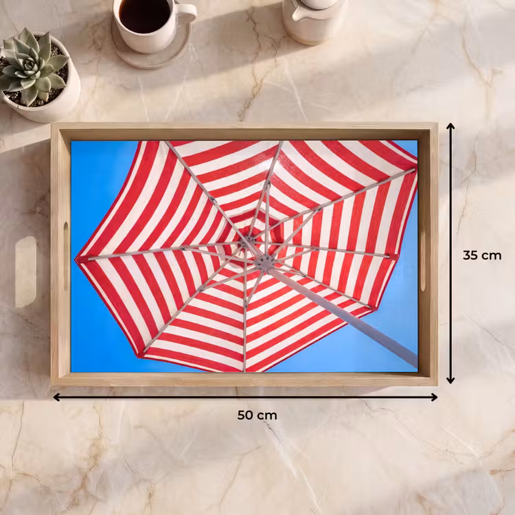 Dienblad - Parasol - Strepen - Zomer - Rood - Blauw — 9