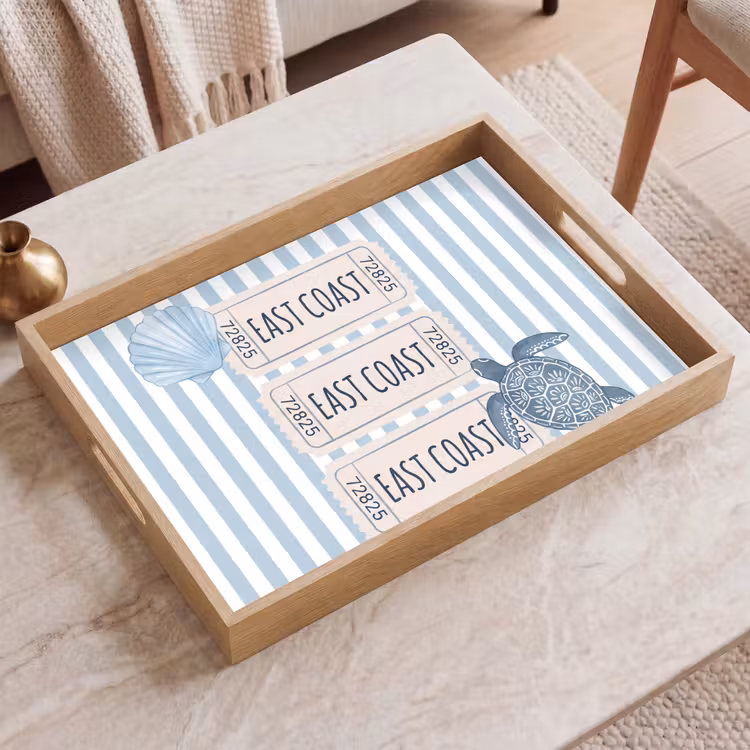 Dienblad - Schelp - Oceaan - Kust - Blauw - Illustratie — 2