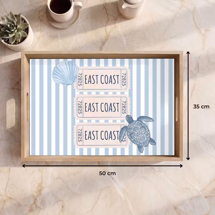 Dienblad - Schelp - Oceaan - Kust - Blauw - Illustratie — 9