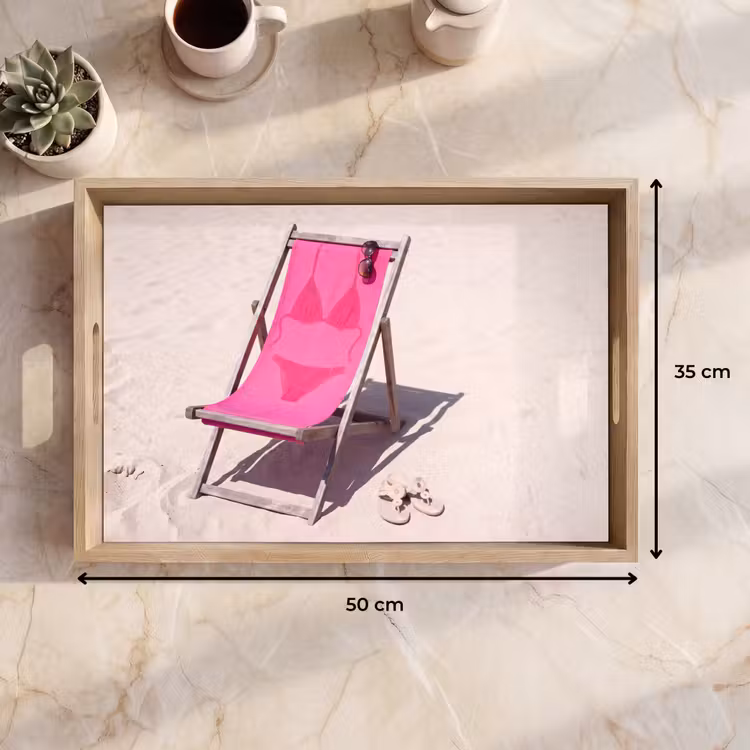Dienblad - Strand - Ligstoel - Badkleding - Zomer - Roze — 9