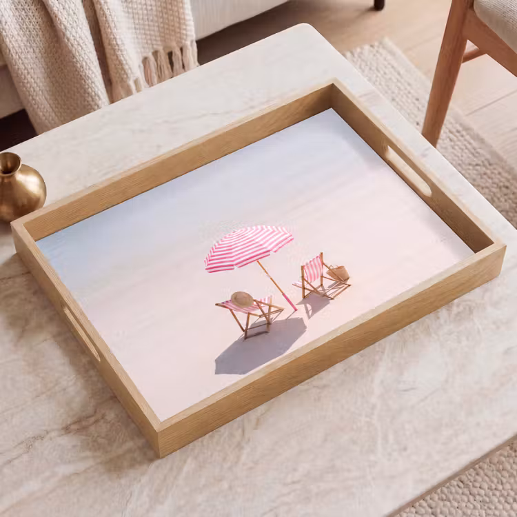 Dienblad - Strand - Parasol - Ligstoel - Zomer - Roze — 2