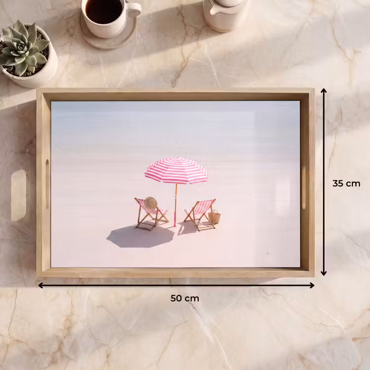 Dienblad - Strand - Parasol - Ligstoel - Zomer - Roze — 9