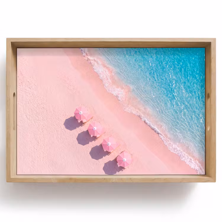 Dienblad - Strand - Roze zand - Zee - Zomer - Natuur — 1