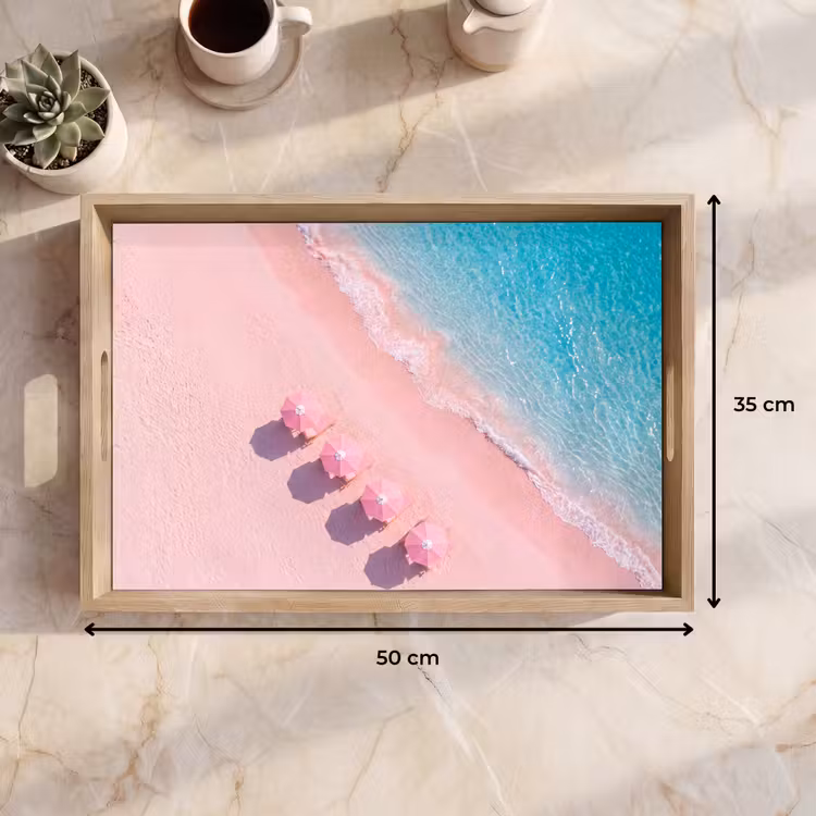 Dienblad - Strand - Roze zand - Zee - Zomer - Natuur — 9