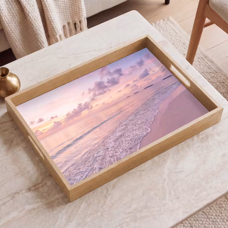 Dienblad - Strand - Zonsondergang - Natuur - Minimalistisch - Roze — 2