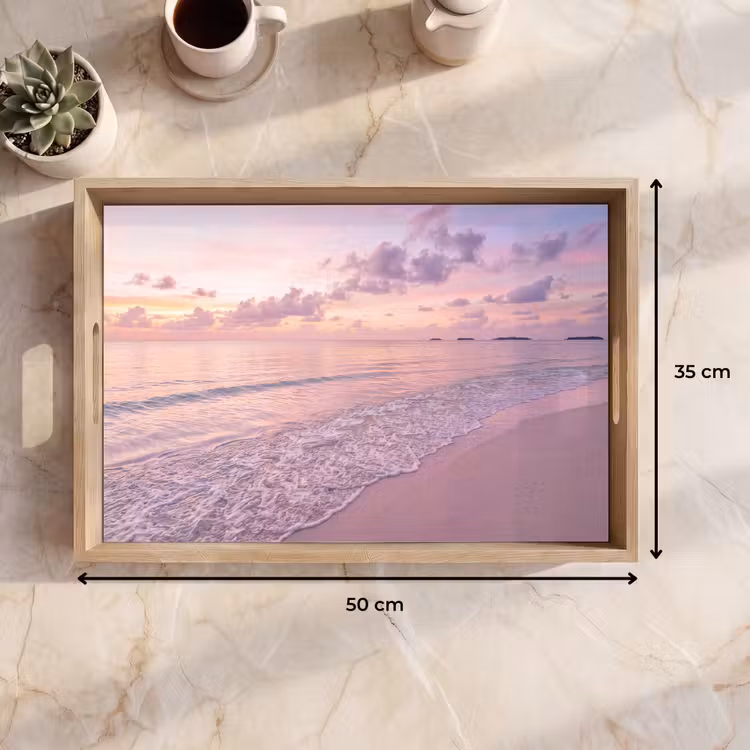 Dienblad - Strand - Zonsondergang - Natuur - Minimalistisch - Roze — 9