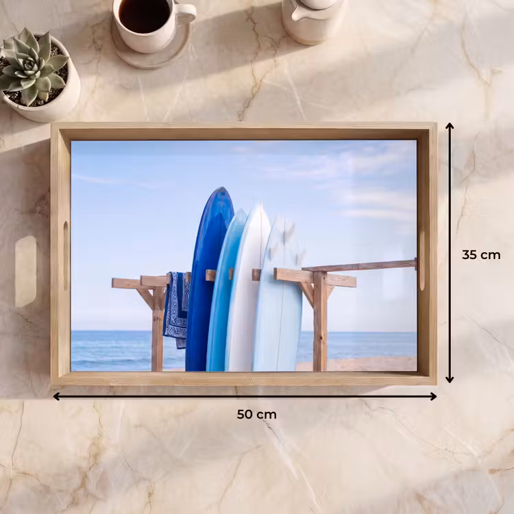 Dienblad - Surfplank - Strand - Zomer - Blauw - Water — 9